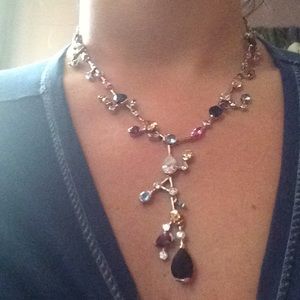 Beautiful multi gem silver necklace